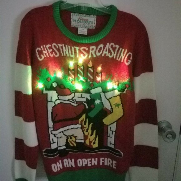 Ugly Christmas Sweater With Lights Santa Clause - Picture 1 of 6